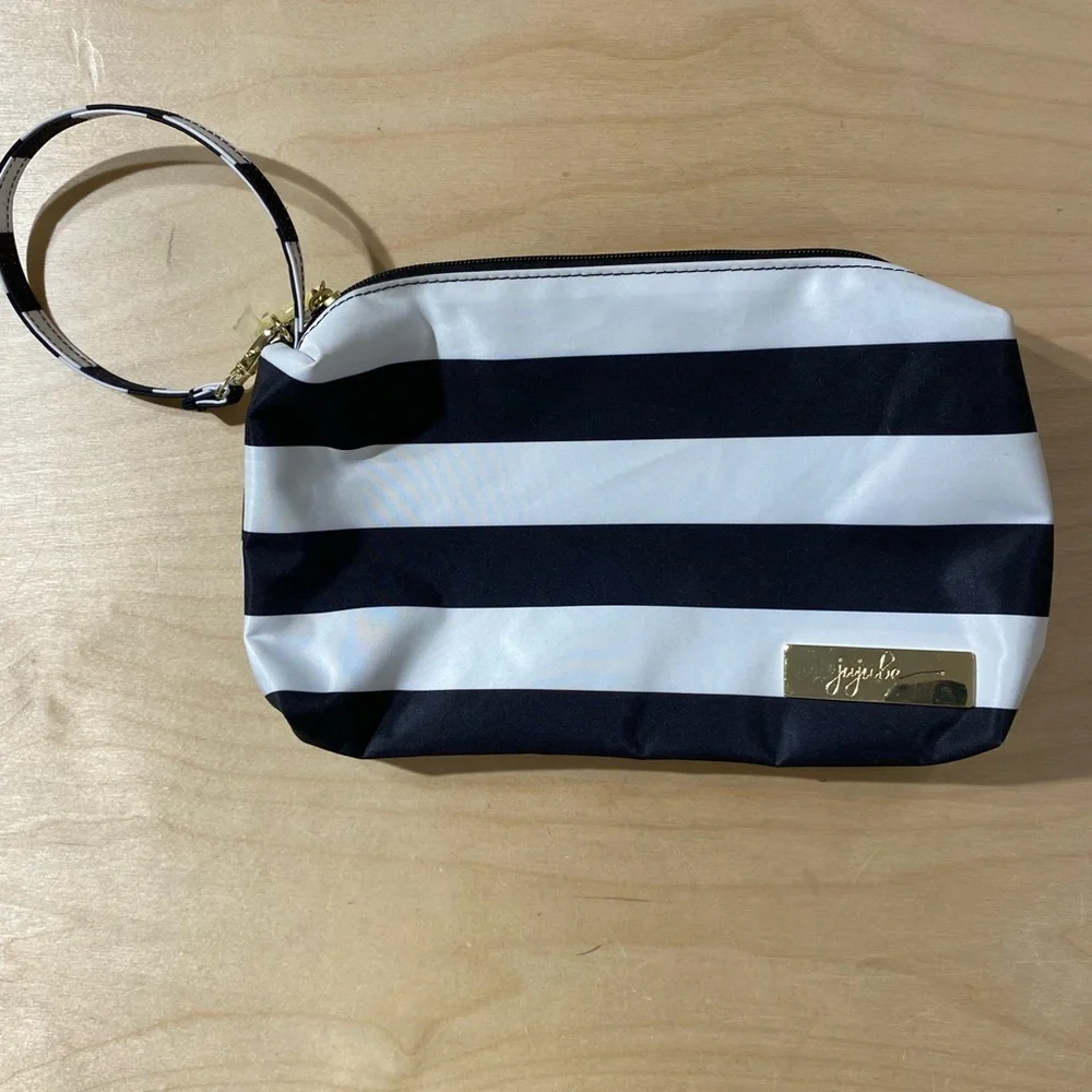 Ju-Ju-Be Classic Black and White Striped Cosmetic Bag (QE)